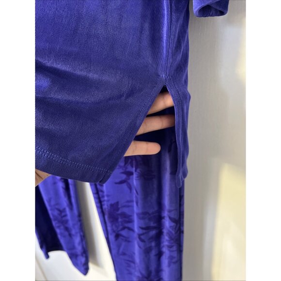 Citiknits 3/4 Sleeve Blouse Top Pants Set Sz L Purple A35020 Lounge Wear VTG - Picture 6 of 16